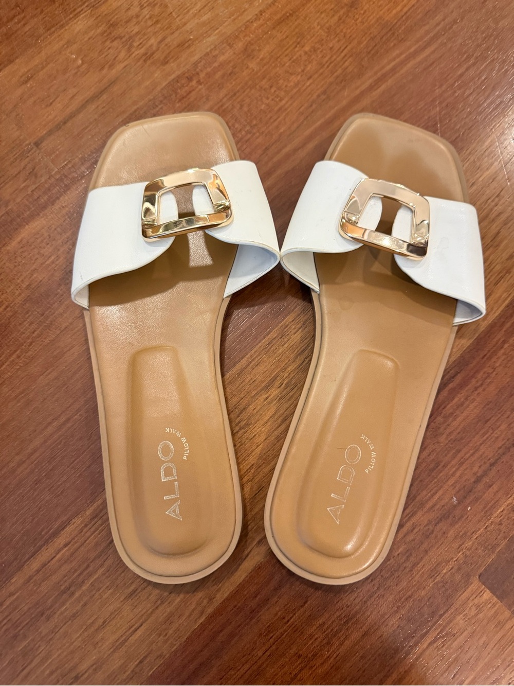 Aldo white slip on sandal